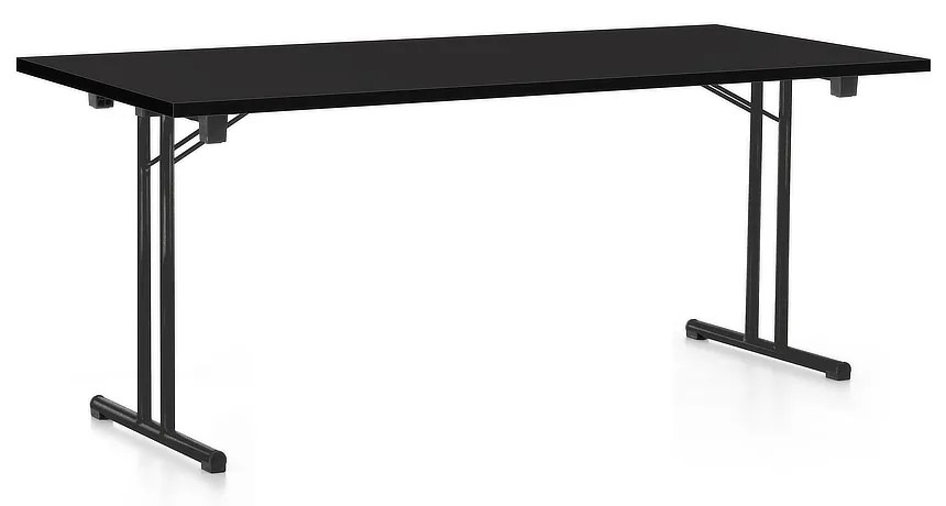 Masă plianta 180 x 80 cm, picioare negre, negru