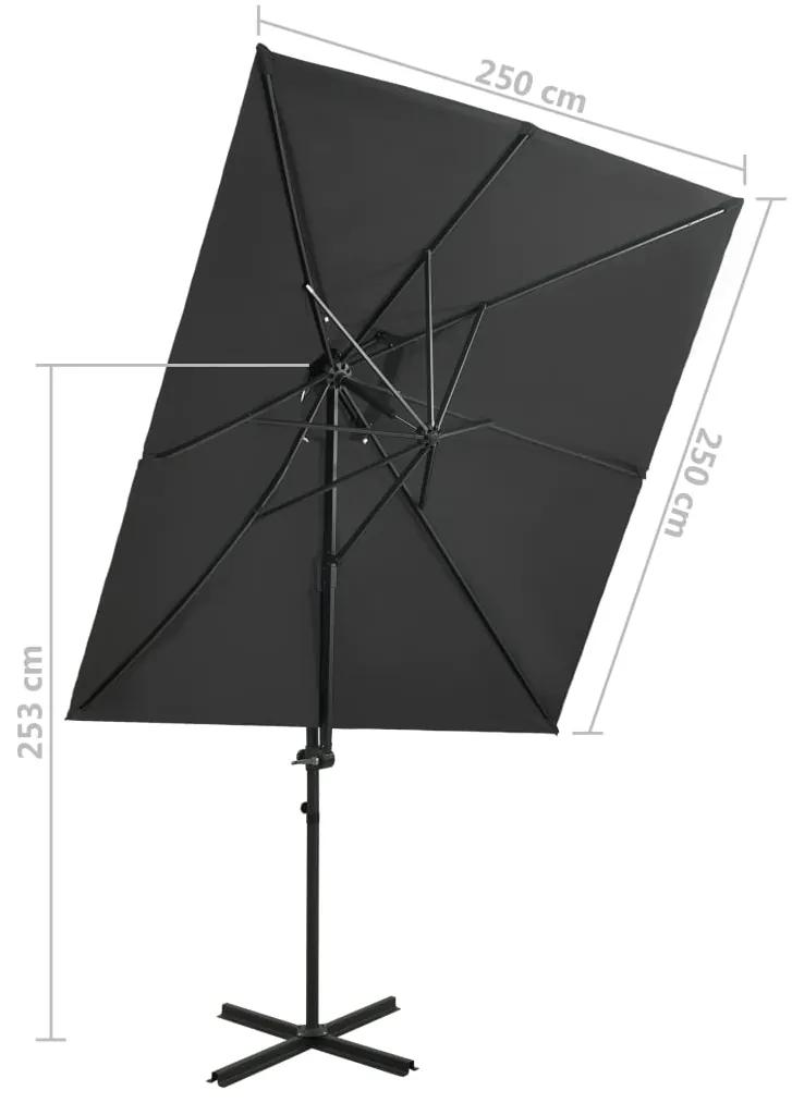Umbrela suspendata cu invelis dublu, antracit, 250x250 cm Antracit
