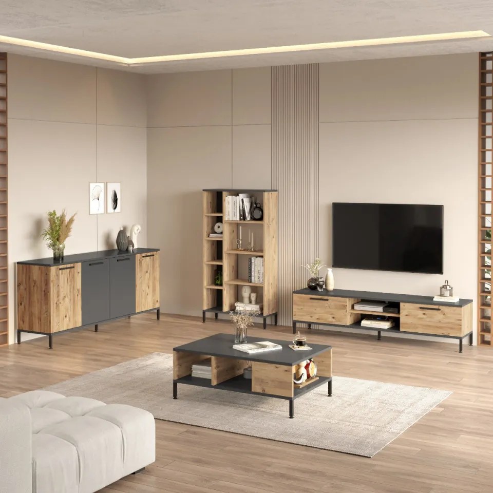 Set Mobilier pentru Sufragerie, RL6-AA, Antracit / Atlantic Pine