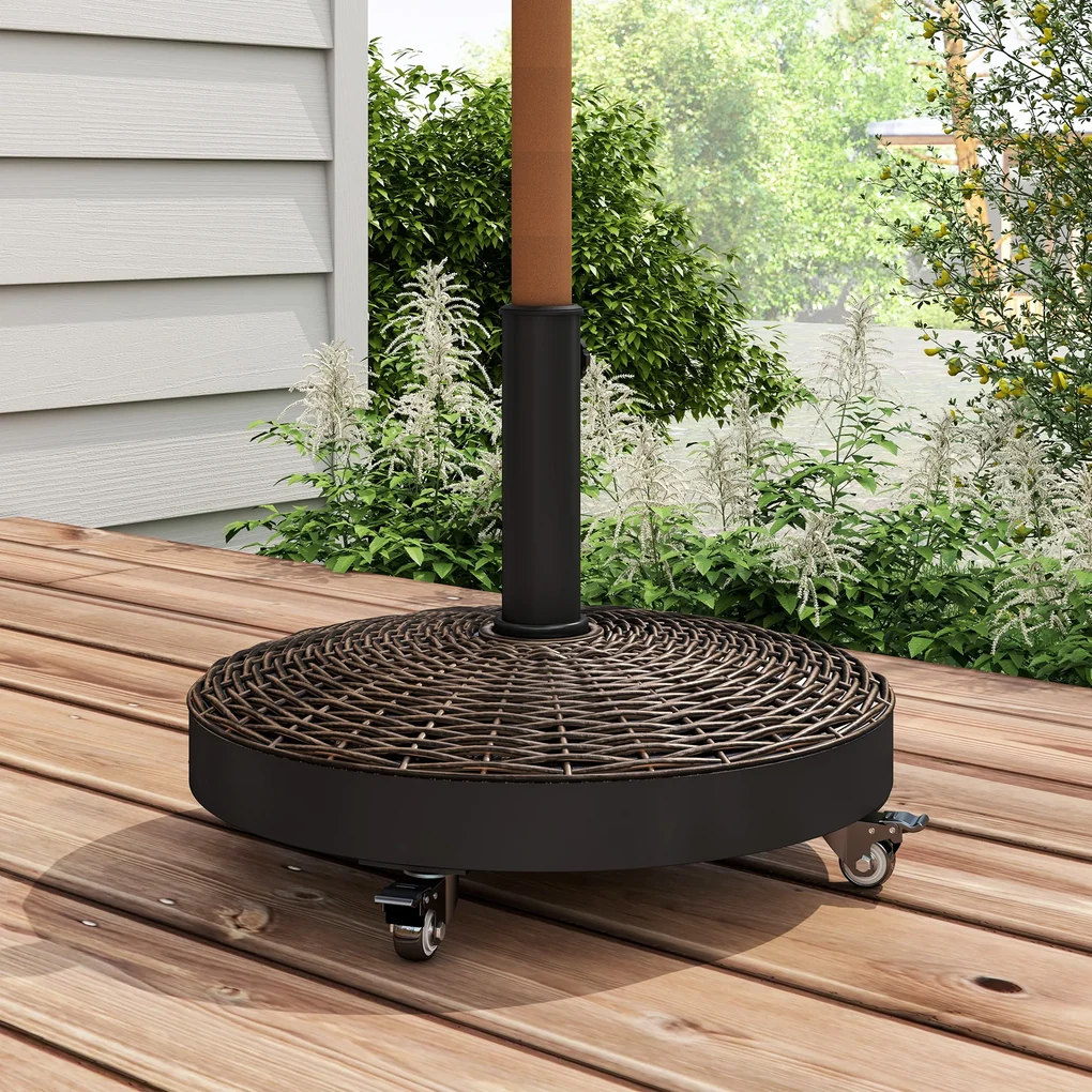 Outsunny Bază pentru Umbrelă de Grădină Rotundă cu 4 Roți și Frâne, Ø52x41 cm, Bronz | Aosom Romania