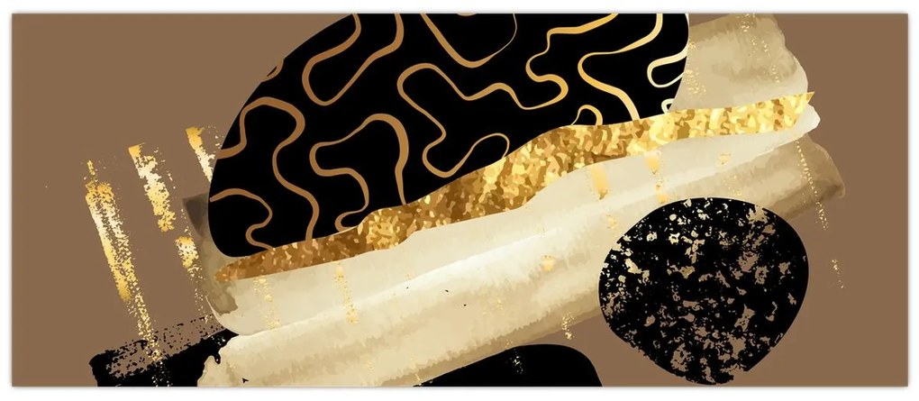 Tablou - Abstracție maro auriu N⁰3 (120x50 cm)