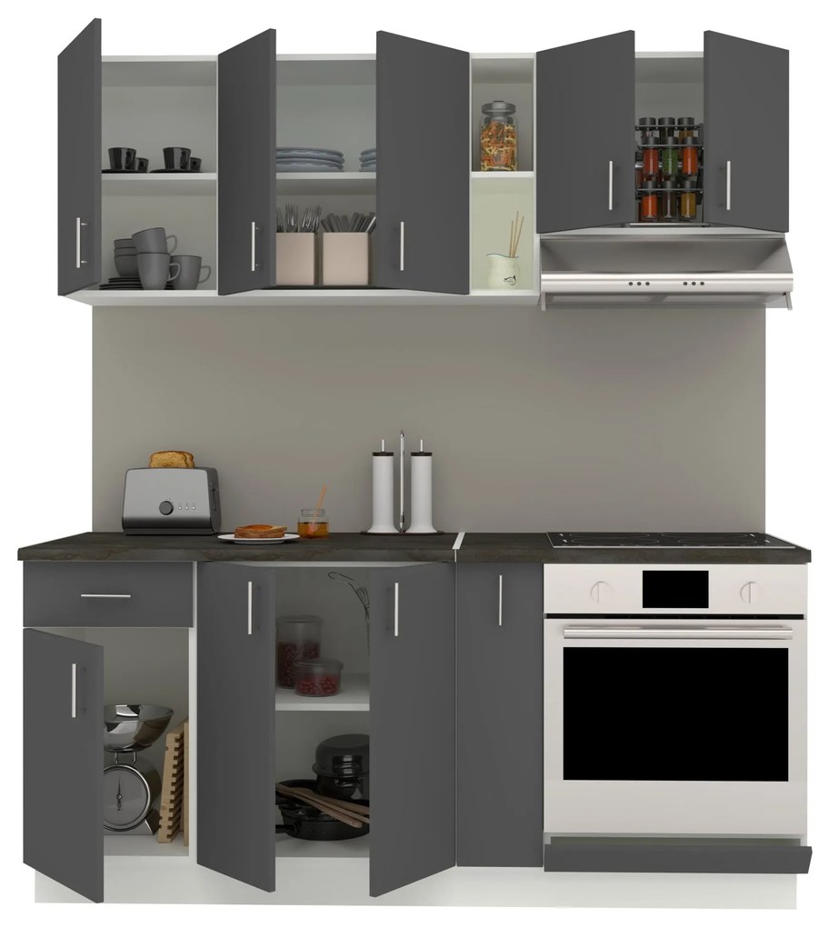 Set Bucatarie Karo V9, Antracit/Alb, Blat Thermo 28 mm, L 180 cm