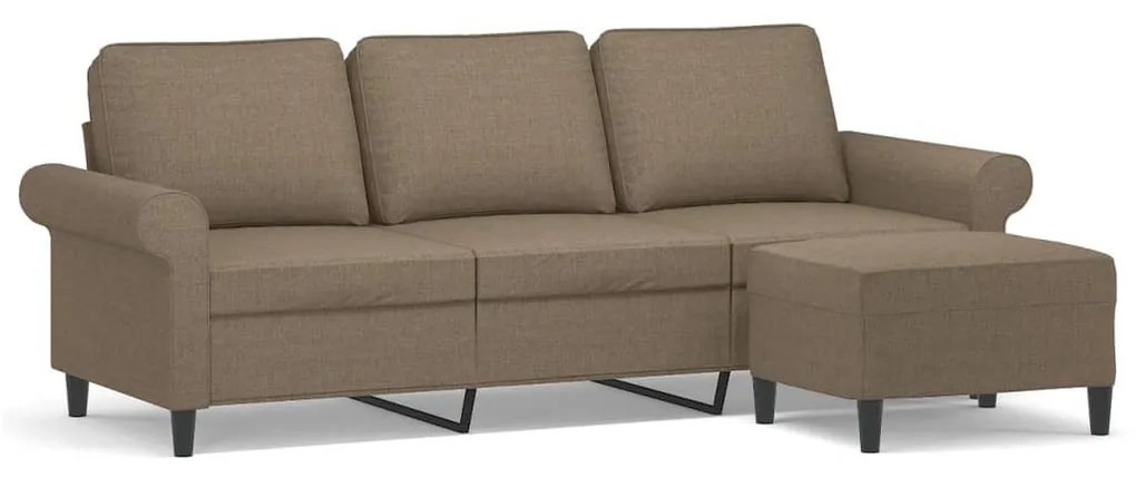 3153658 vidaXL Canapea cu 3 locuri și taburet, taupe, 180 cm, material textil