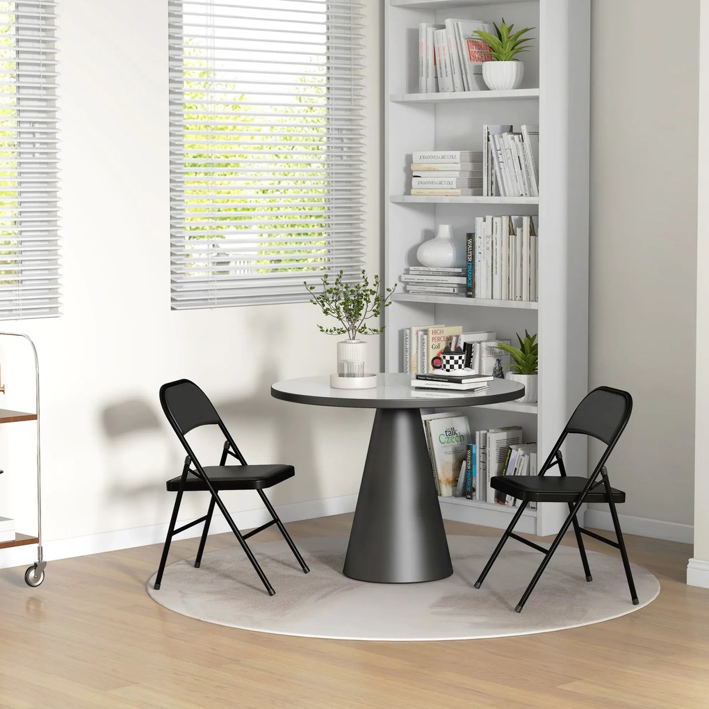 HOMCOM Lot de 2 scaune pliante scaune de dining portabile cadru din oțel dim. 45l x 46P x 78H cm negru | Aosom Romania