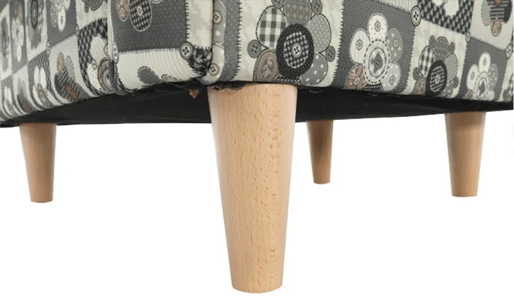 Fotoliu cu taburet, material textil în stilul patchwork N1, ASTRID