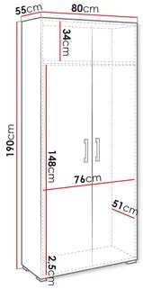 Dulap de haine Teratino 2D (Alb) . 1105832