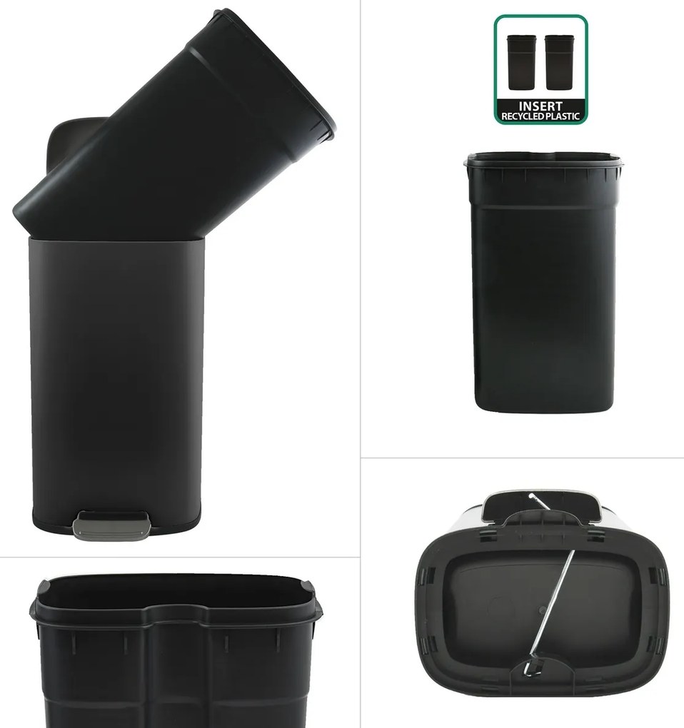 Coș de gunoi cu pedală soft-close Spirella Akira 30 l, negru mat, 30 l