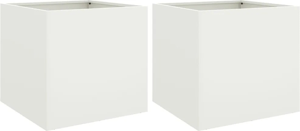 vidaXL Jardiniere, 2 buc., alb, 49x47x46 cm, oțel