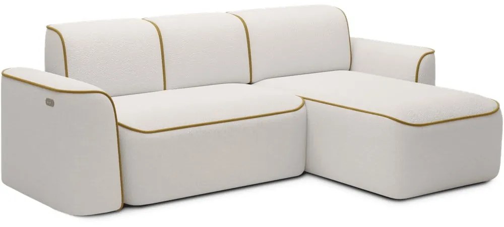 Colțar galben/crem cu tapițerie din țesătură bouclé (cu colț pe partea dreaptă/cu șezlong) Ume – ELTAP