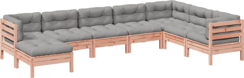 vidaXL Set canapele grădină cu perne 8 locuri, lemn masiv brad douglas