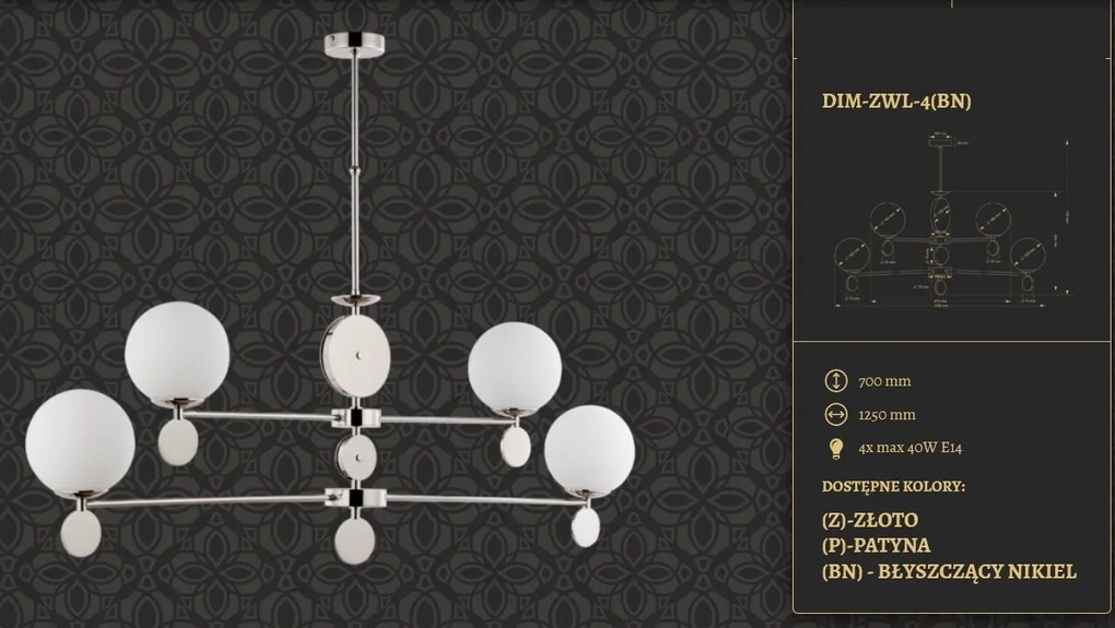 Lustra cu 4 brate design clasic realizata manual DIMARO