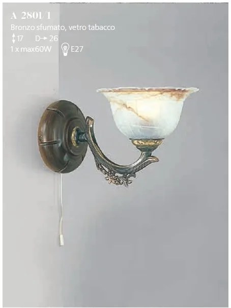 Aplica de perete rustica design italian din alama cu lemn 2801