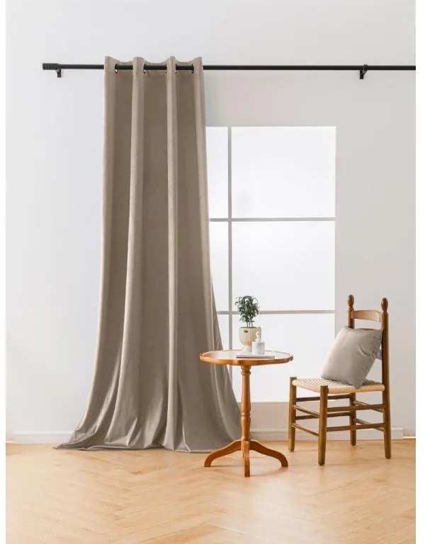 Perdea opaca bej deschis VELVET 140x250 cm Agatat: Inele metalice