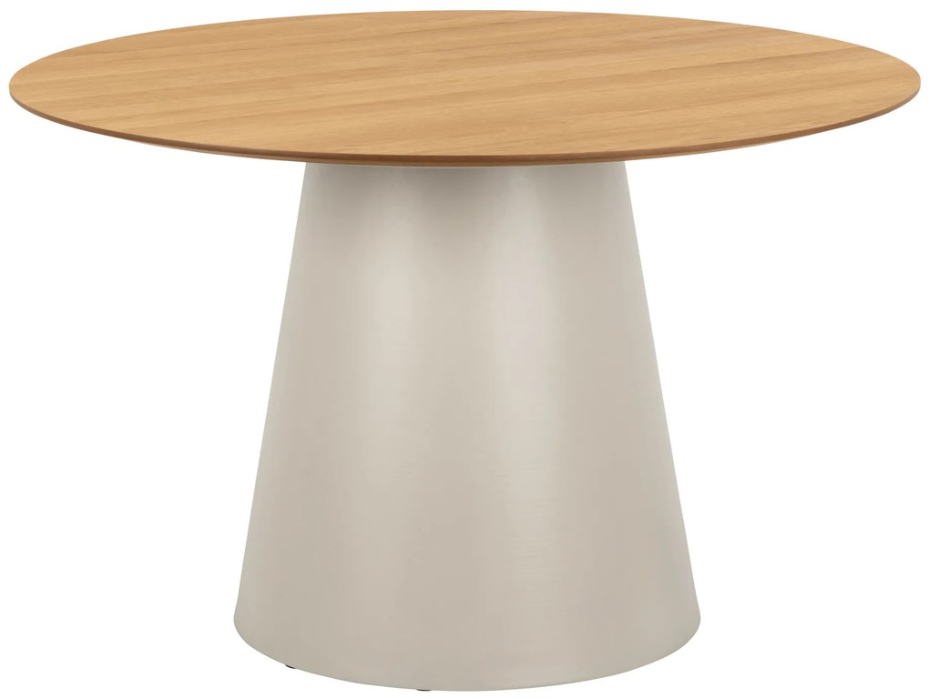 MAZZONI EXPORT BOSCO Stejar natural/picior bej (Cașmir) - MASĂ ROTUNDĂ 120 cm PENTRU BUCĂTĂRIE SUFRAGERIE SALON FURNIR