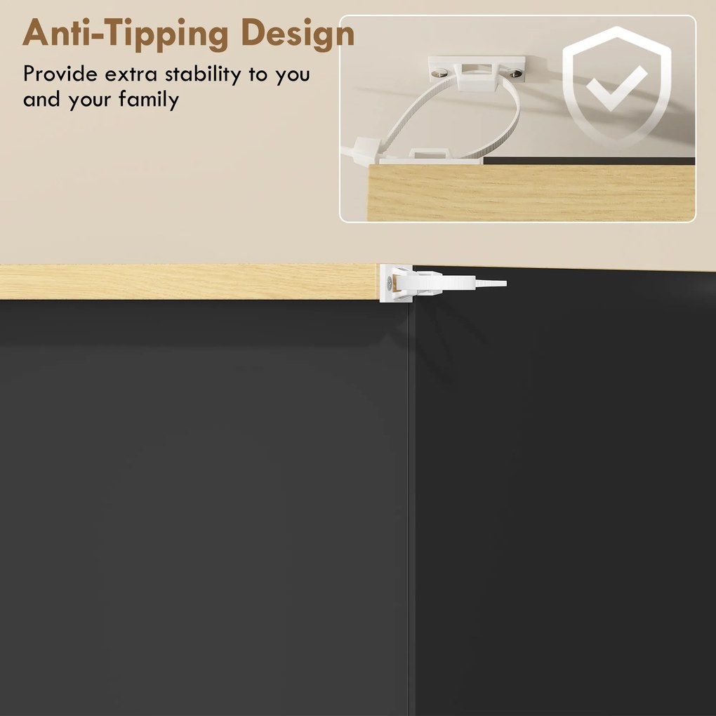 HOMCOM Dulap pentru pantofi 16 perechi, dulap cu 4 sertare rabatabile și polițe reglabile, negru și lemn natural | Aosom Romania