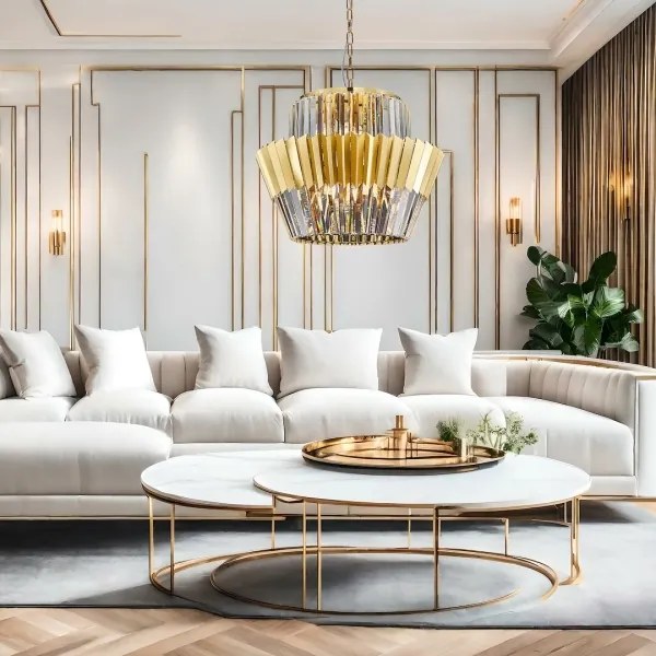 Lustră pe lanț DONNA 12xE14/40W/230V d. 55 cm auriu