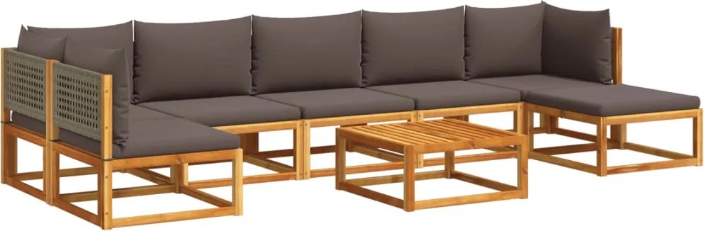 vidaXL Set canapele de grădină cu 8 piese și perne, lemn de salcâm și ratan