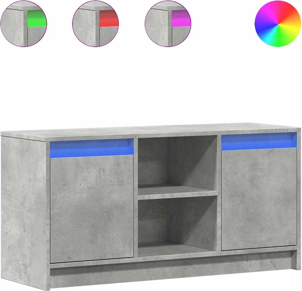 vidaXL Dulap TV cu LED, gri beton, 100x34x50 cm, lemn prelucrat