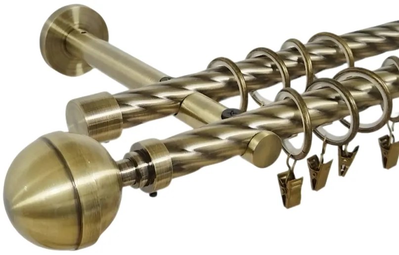 Galerie dubla twist prindere perete picior universal kula lux 19/19 aur antic (Alege marime: 280 cm)
