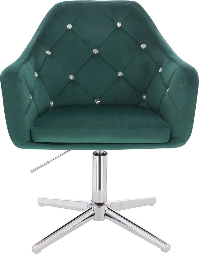 HR830CCROSS Scaun Verde Catifea cu Bază Cromata