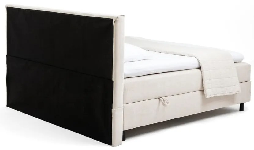 Pat boxspring bej cu spațiu de depozitare 160x200 cm Elva Bold Line – Bonami Selection