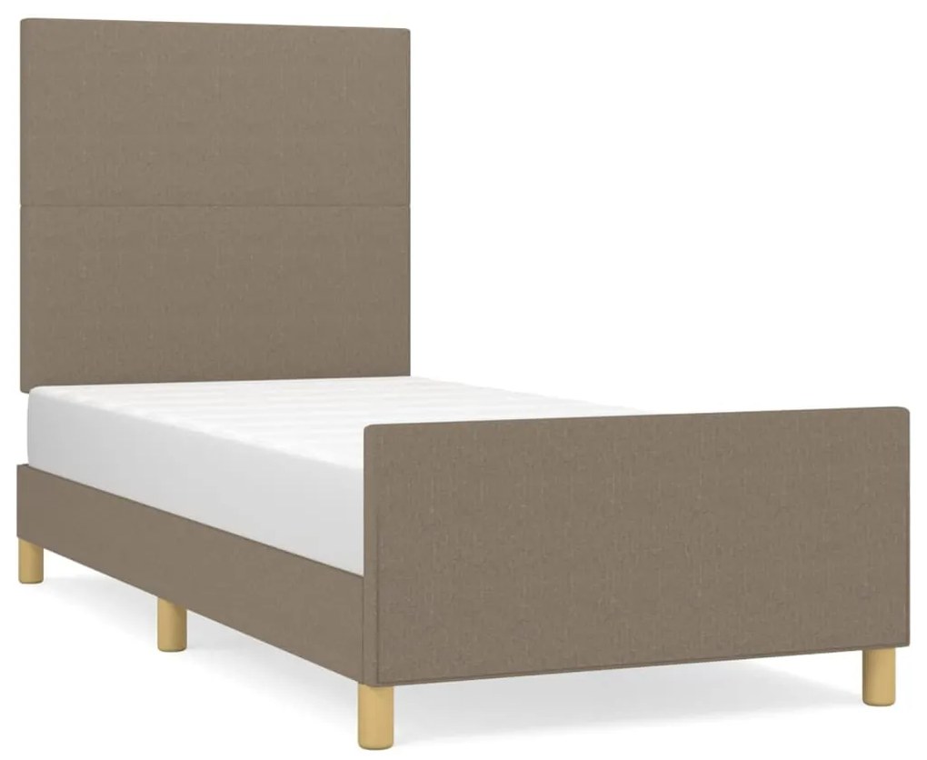 3124851 vidaXL Cadru de pat cu tăblie, gri taupe, 80x200 cm, textil