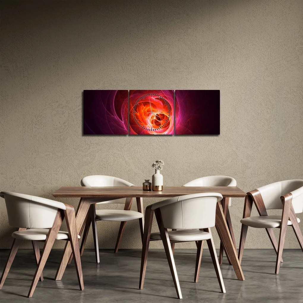 Tabloul modern cu abstracțiune roz (cu ceas) (90x30 cm)