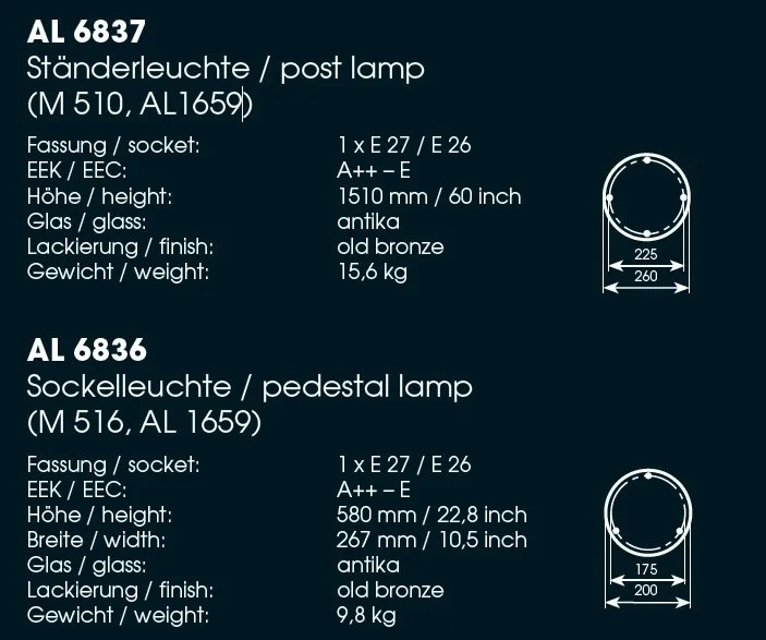 Stalp iluminat exterior din fier forjat, inaltime 151cm, AL 6837