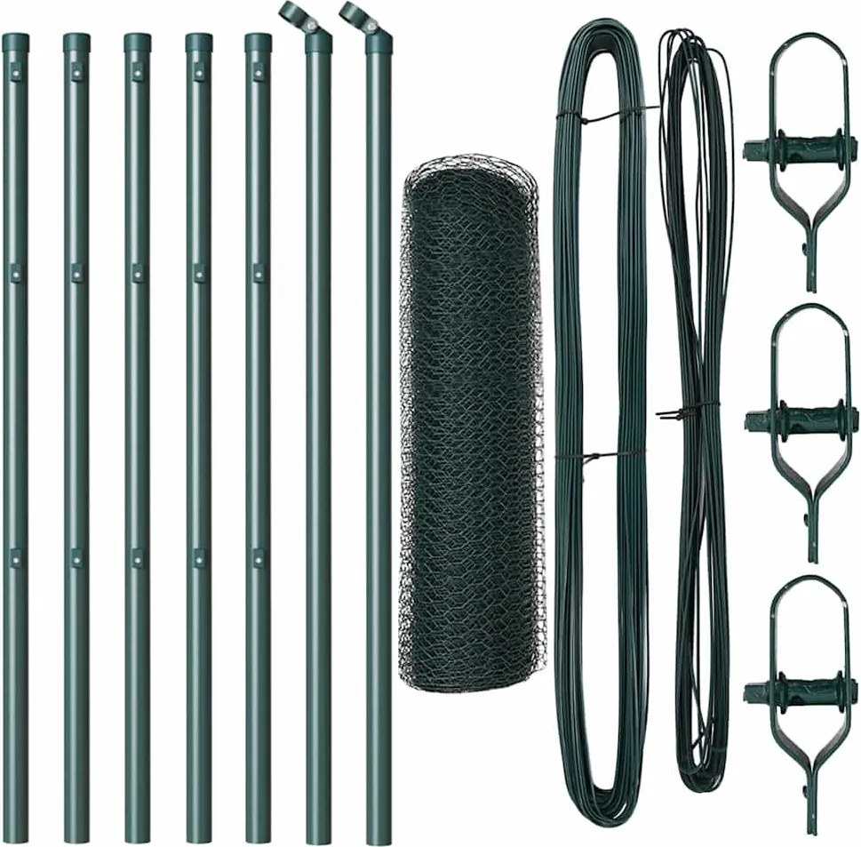 vidaXL Stâlp de gard. Verde 10 x 0,8 m (plasă de 13 mm) Oțel și PVC