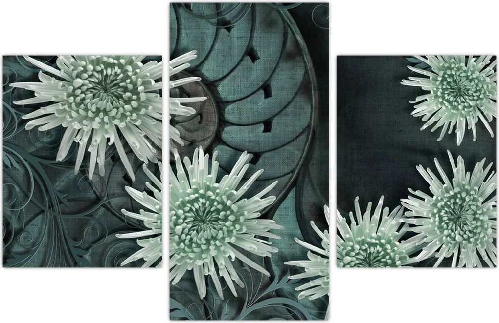 Tablou - Flori verzi (90x60 cm)