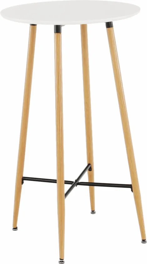 Masă de bar, alb/stejar, diametru 60 cm, IMAM