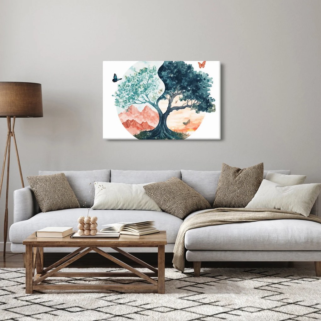 Tablou – Arbore acvarelă plin de viață (90x60 cm)