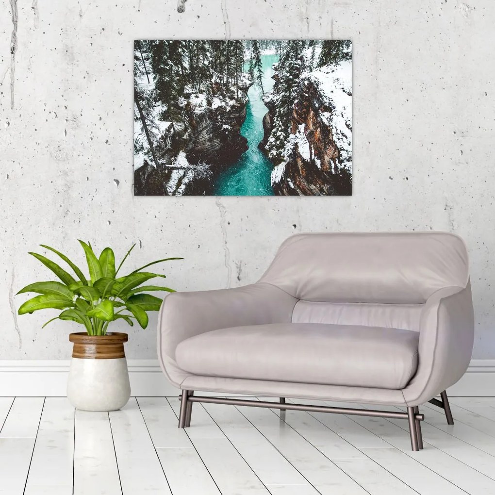 Tablou - râul de munte iarna (70x50 cm)