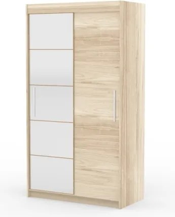 Dulap cu usi glisante si oglinda 120x215 cm, Esti, ADRK Furniture (Culoare: Alb)