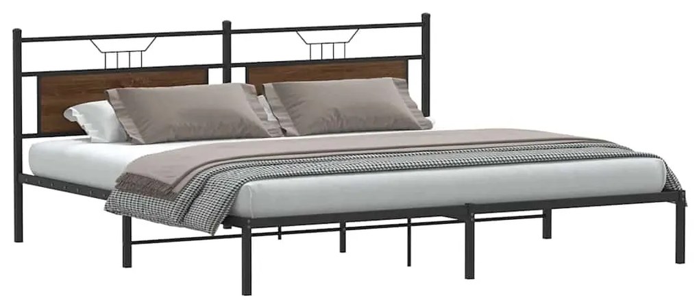 vidaXL Cadru de pat fără saltea Stejar maro 200x200 cm Lemn prelucrat