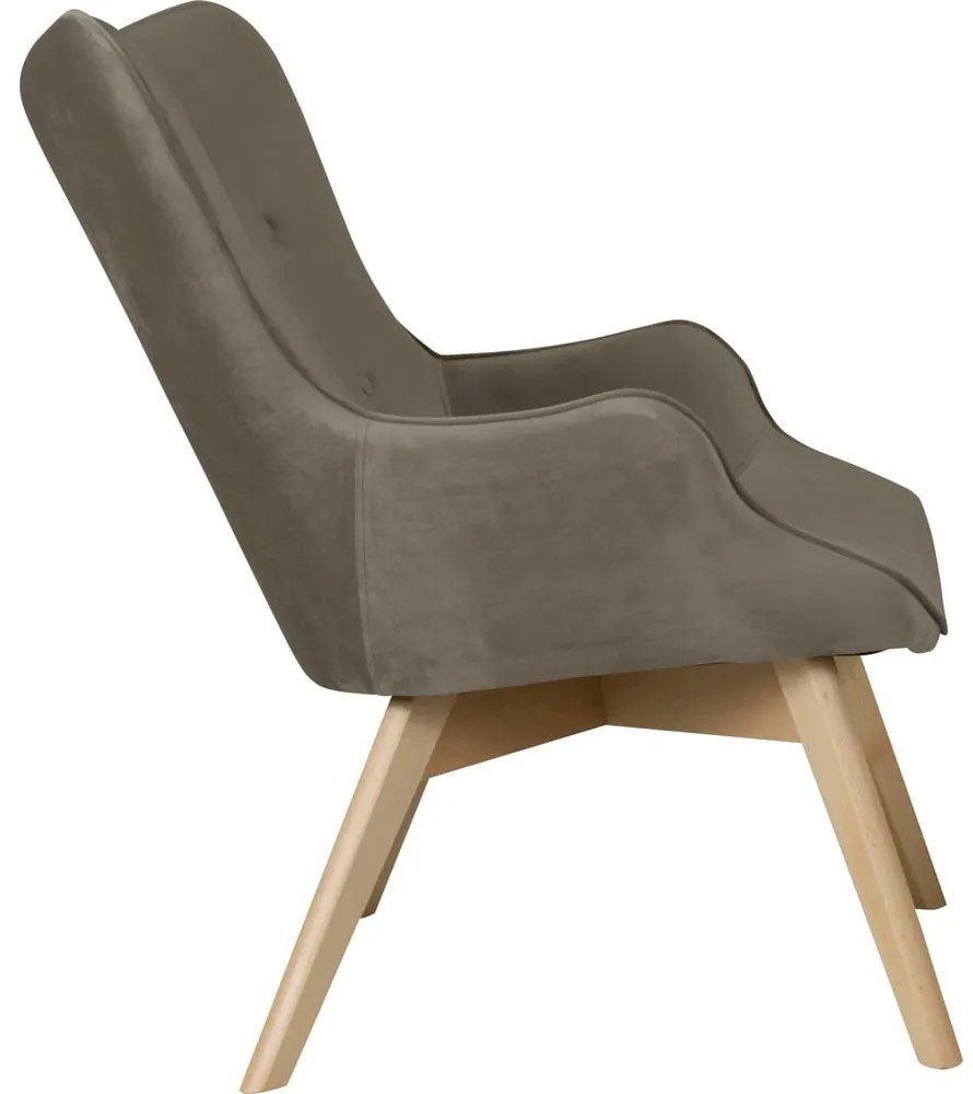 Fotoliu maro deschis cu tapițerie din catifea Niko – Ropez