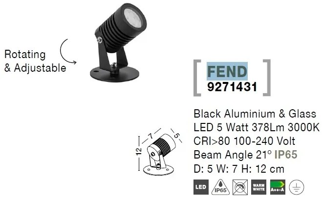 Mini proiector LED modern pentru iluminat exterior IP65 FEND I