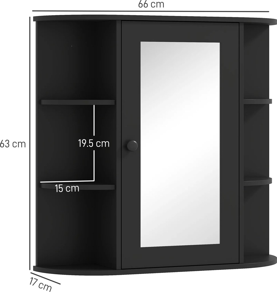 Homcom Dulapior Baie cu Oglinda – Lemn Alb 66×17×63 cm | Aosom Romania