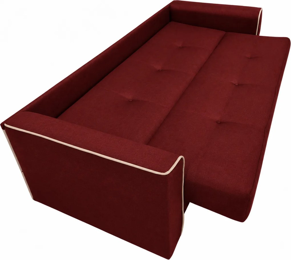 Canapea VERA extensibila, 3 locuri, lada de depozitare, stofa maro + gri, 225x90x90 Rosu, Stofa