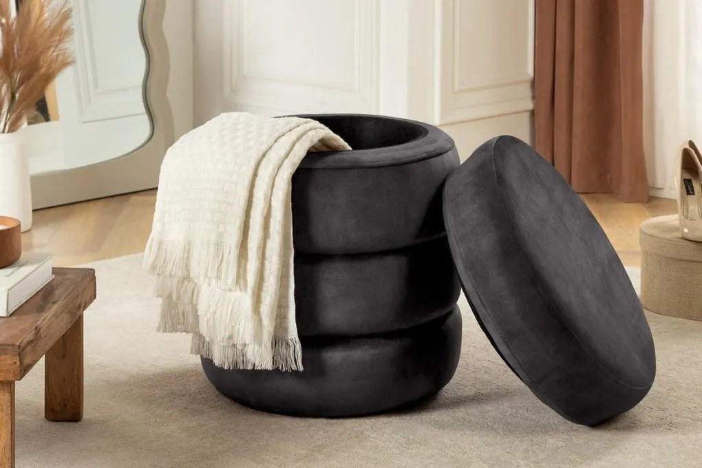 Bancheta cu spatiu de depozitare, Catifea Gri, VOQUE 50cm A-46689 VC