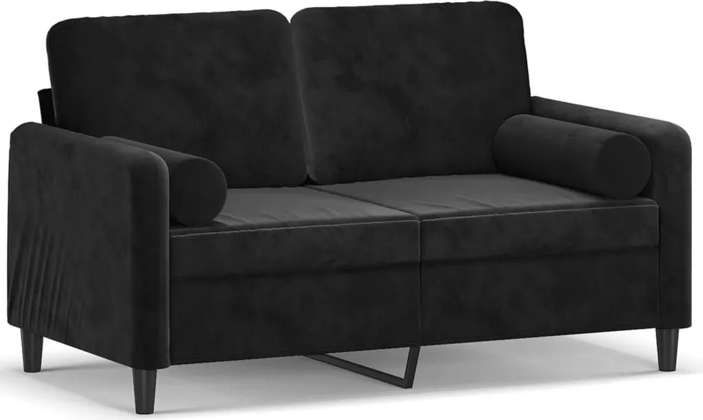 vidaXL Canapea cu 2 locuri cu pernuțe, negru, 120 cm, catifea