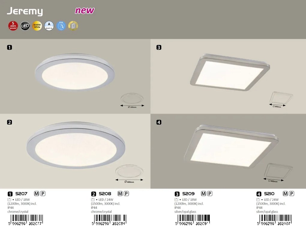Plafoniera LED pentru baie IP44 40cm Jeremy 5208 RX