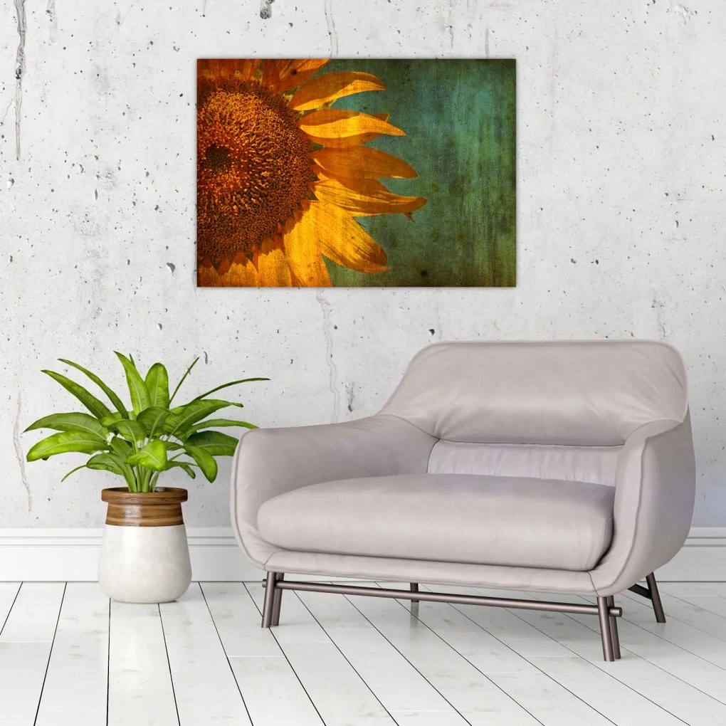 Tablou pe sticlă - Floarea soarelui (70x50 cm)