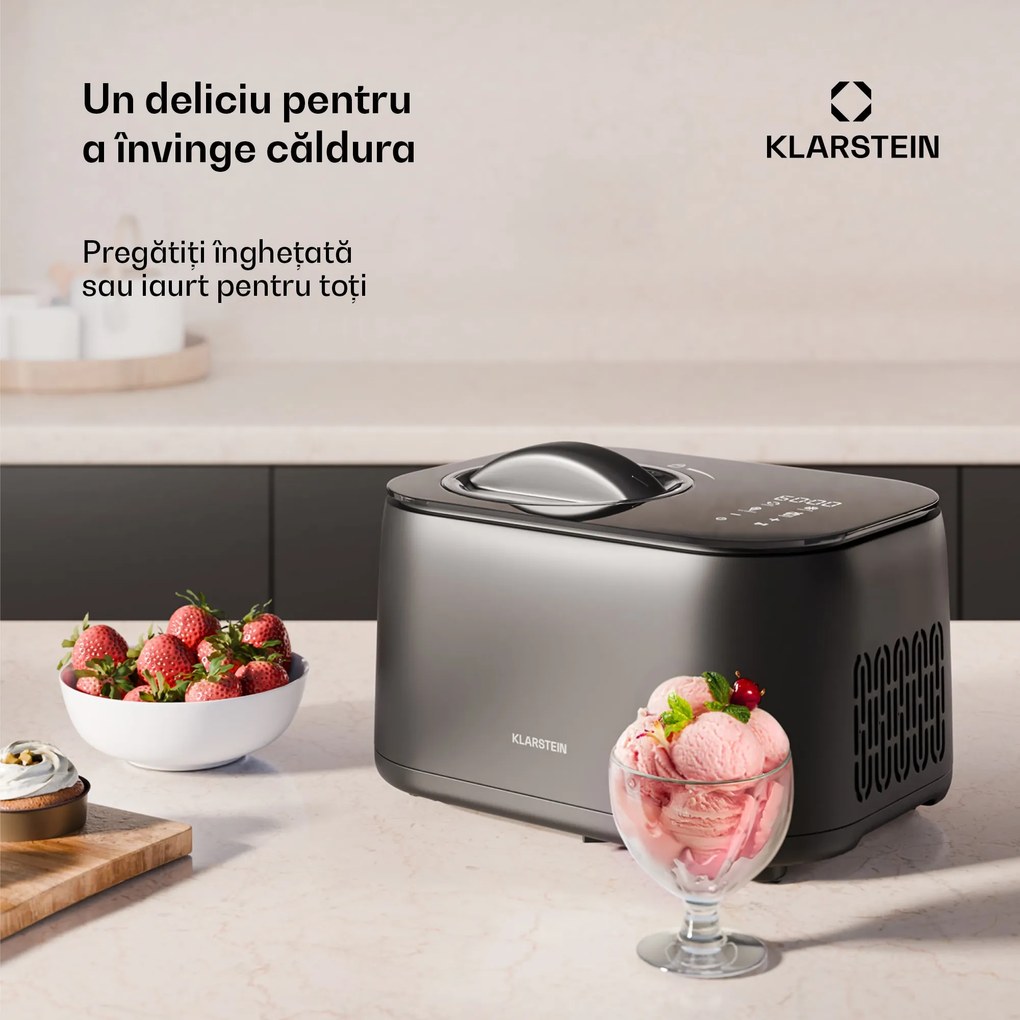 Klarstein Aparat de făcut înghețată FrostFusion - mașină de făcut înghețată și iaurt 2 în 1 cu funcție de răcire continuă