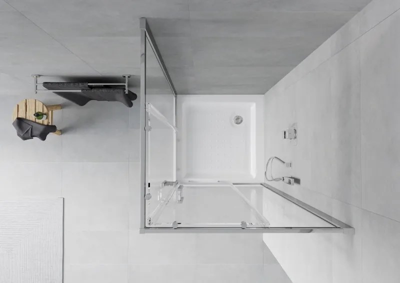 Mexen Rio cabina de duș pătrată 70 x 70 cm, transparentă, crom + cadă de duș, albă - 860-070-070-01-00-4510