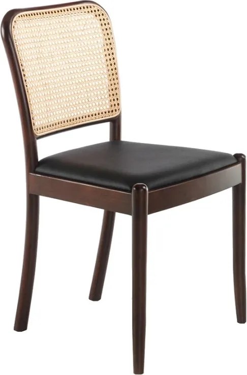 Scaun design LUX din lemn cu spatar de rattan Walnut AC 4094-WD1582