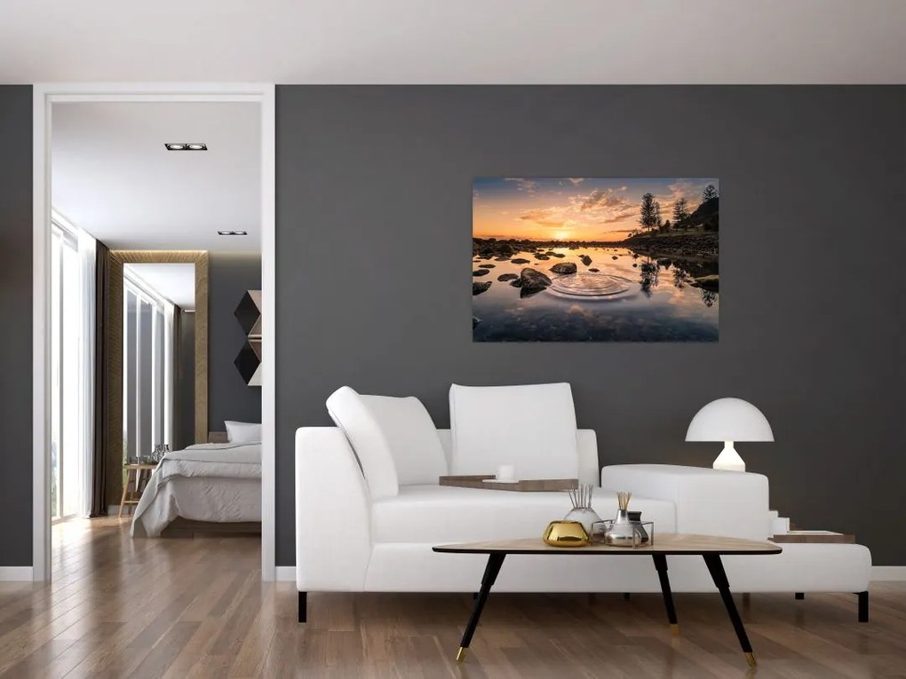 Tablou - Apus de soare la lac (90x60 cm)