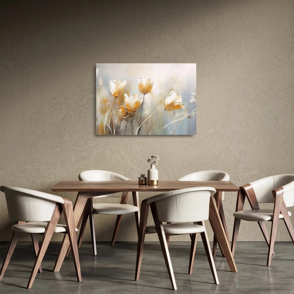 Tablou pe sticlă - Pictura de lalele (70x50 cm)