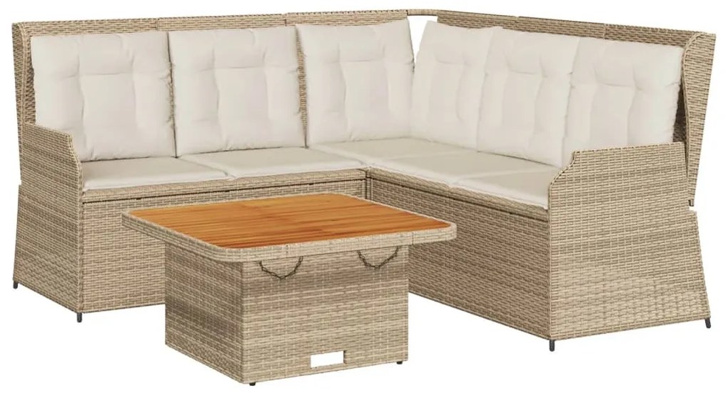 3262148 vidaXL Set mobilier de grădină cu perne, 4 piese, bej, poliratan