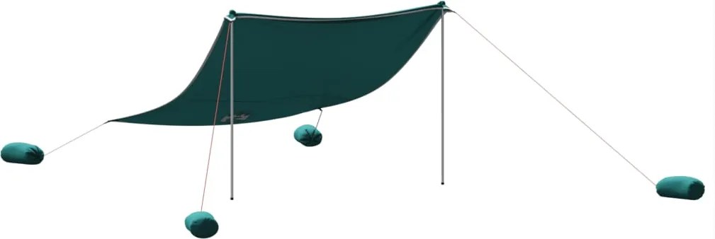 vidaXL Baldachin de plajă cu ancore de nisip, verde, 304x300 cm